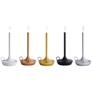 Modern LED candle table lamp set in five colors with ring handle and USB charging port