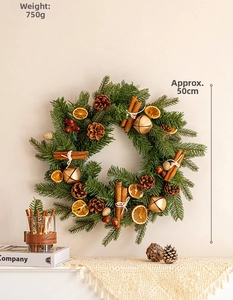 Christmas wreath detail with pine cones and cinnamon sticks, 50cm diameter and 750g weight