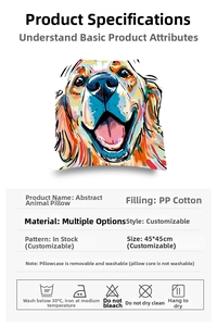 Detailed parameter chart for digital print abstract Golden Retriever pillow with PP cotton