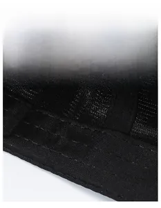 Detail of moisture-wicking sweatband and reinforced stitching inside the black baseball cap