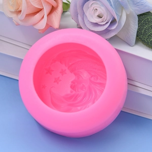 Pink Santa Claus silicone mold with stars for DIY cake decorating and soap making