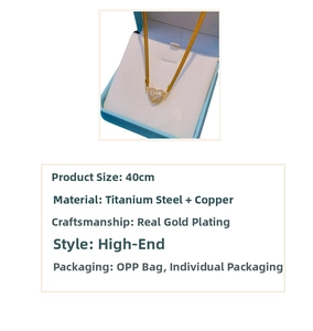 Detail of magnetic heart pendant necklace with dimensions and gold plating materials