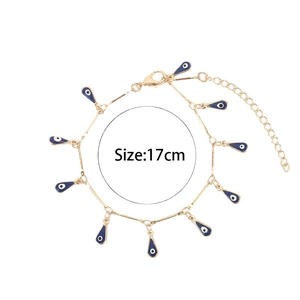 Elegant gold star evil eye charm bracelet for women with 17cm length and blue drop pendants