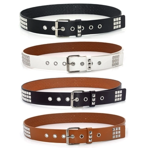 Punk Faux Leather Belt With Silver Pyramid Studs Metal Pin Buckle Gothic Rock Waist Strap For Men Women Accessories