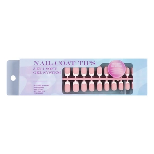 Kit d'ongles French 3-en-1 en gel souple avec base rose et bord blanc en boîte bleue