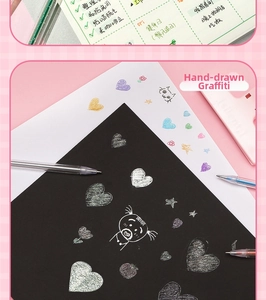 Metallic glitter gel pens showing high opacity on both white and black paper surfaces
