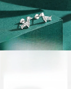 Detail of S925 sterling silver dog studs with hand-set 5A premium zircon pavé