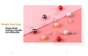 Macro shot of colorful S925 silver pearl stud earrings with secure silicone backs