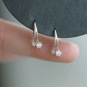 Ronde Zirkonia Hangende Oorringen Koper Geometrisch Elegante Minimalistische Sieraden Voor Dames