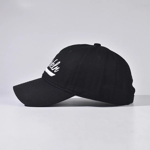 Classic black cotton baseball cap featuring Brooklyn white embroidery on the side