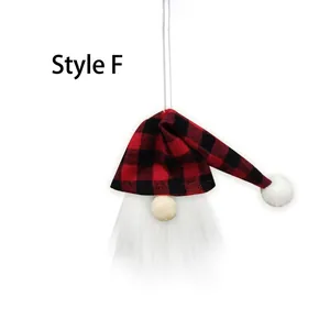 Style F Christmas gnome ornament featuring a red and black buffalo plaid hat and white beard