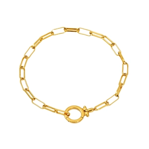 Minimalist 18K gold plated stainless steel paperclip chain bracelet with spring clasp