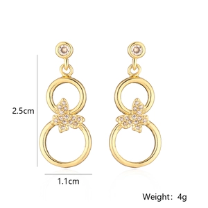 18K gold plated butterfly geometric earrings with zircon inlays and 2.5cm size details