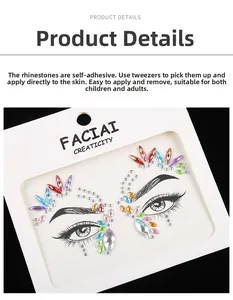Vue détaillée des bijoux adhésifs pour les yeux pour le maquillage de festival et de fête