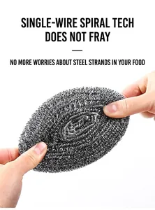 Close-up showing the durable spiral weave and high elasticity of a steel wool scrubber
