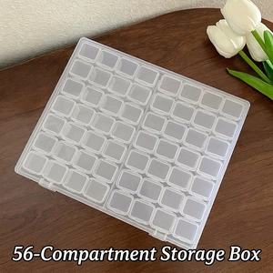 56-grid clear jewelry organizer box with individual compartments for small beads