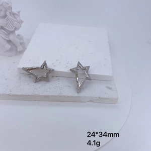 Star-shaped 14K gold plated bead charms with micro-pave cubic zirconia for DIY jewelry