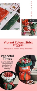 Detailed Christmas gift wrapping paper featuring festive trees and candy canes for bouquets