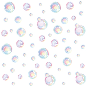Adesivi murali bolle acquerello boho con pois iridescenti per decorazione cameretta