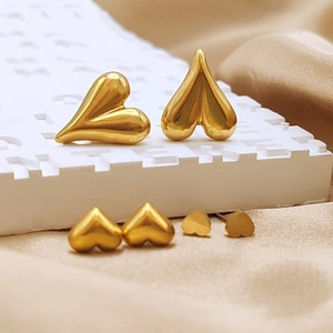 Minimalist Stainless Steel Heart Stud Earrings For Women Chic 14K Gold Plated Heart Shaped Earrings Jewelry Accessory Fashionable Gift