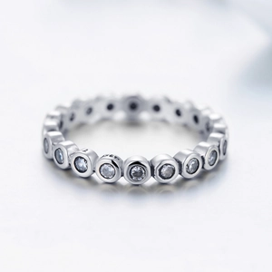Sparkling s925 sterling silver eternity ring with full pave zircon stones for women