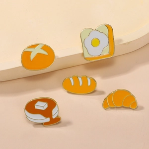 Lot de pins émaillés pain cartoon avec badges croissant et toast pour sacs et vêtements