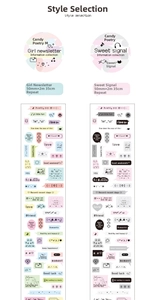 Detailed view of Message Collection washi tape with pixel art and cute illustrations