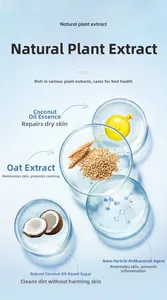 Detail of natural dog paw cleaner ingredients including coconut and oat plant extracts