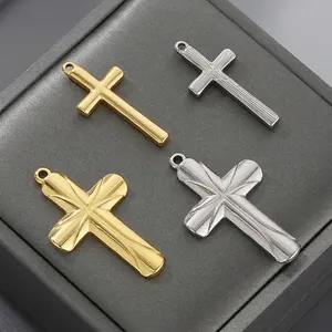 Cross Pendant Stainless Steel DIY Jewelry Making Accessory Hip Hop Religious Style For Necklace Crafting