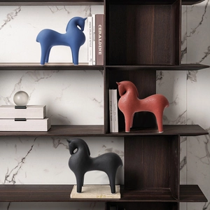Statue De Cheval En Céramique Figurine Animale Abstraite Style Nordique Minimaliste Décor Bureau Maison Étagère Ornement Moderne