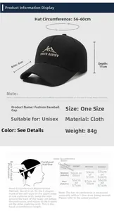 Size guide for baseball cap showing 56-60cm circumference and head measurement steps