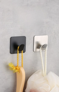 Detail view of 304 stainless steel self-adhesive wall hooks for kitchen and bathroom