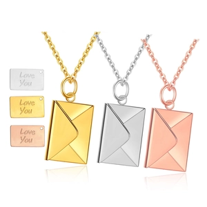 Envelope Locket Necklace 304 Stainless Steel Secret Message Love You Engraved Romantic Jewelry Gift For Women Girls
