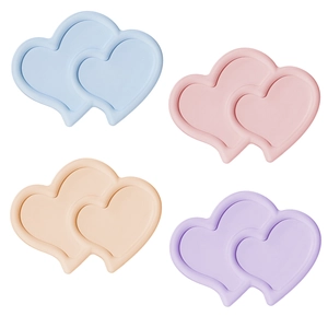 Silikonform für Doppelherz-Tablett in Macaron-Blau, Rosa, Orange und Violett für DIY-Harz
