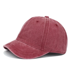 Classic burgundy washed cotton baseball cap with short brim and vintage equestrian style