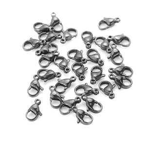 Bulk stainless steel lobster clasps in gunmetal finish for DIY jewelry and necklaces