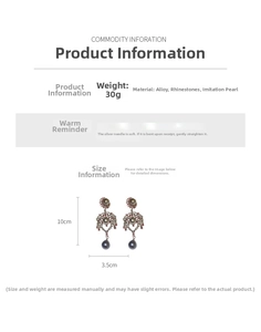Spécifications de taille des boucles d'oreilles vintage de 10cm avec perles et cristaux
