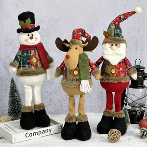 Plush Christmas standing dolls featuring Santa, Snowman, and Reindeer for holiday decor