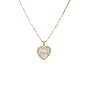 Mama Heart Pendant Necklace Gold Plated Copper White Enamel Zircon Mothers Day Gift For Women Jewelry
