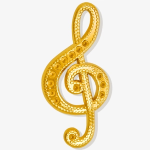 Golden 304 stainless steel treble clef musical note pendant with textured finish
