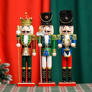 Wooden Nutcracker Soldier King Drummer Puppet Glitter Christmas Festive Home Decor Handcrafted Traditional Gift