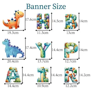 Dinosaur birthday banner size specifications for colorful party decorations and letters