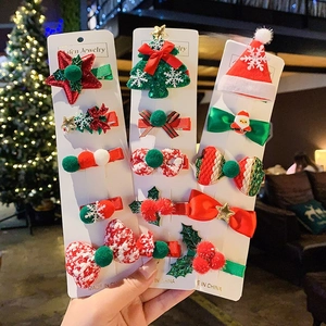 Christmas Hair Clips And Scrunchies Santa Reindeer Snowman Tree Yarn Fabric Bows Holiday Headwear Girls Baby