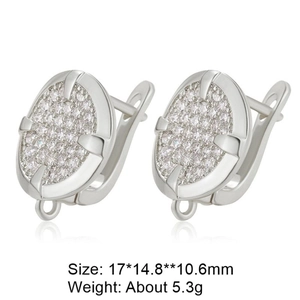 Silver oval earrings with micro-paved zircons including size and weight measurements