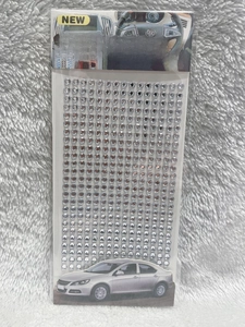 Detail of 3mm large round acrylic crystal rhinestone stickers for car interior DIY projects