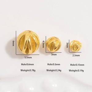 Three sizes of S925 sterling silver gold-plated pumpkin beads for DIY jewelry making