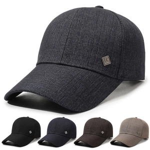 Men Baseball Cap Polyester Adjustable Sun Hat Outdoor Casual Sport Twill Dad Hat With Square Metal Logo Plate