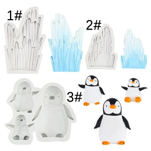 Pinguïn Ijsberg Siliconen Mal Flexibel Voor Taartdecoratie Hars Gieten Aromatherapie Gips DIY Poolthema