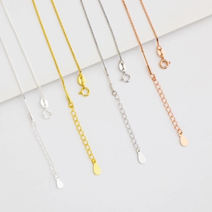 S925 sterling silver box chain bracelets in silver gold and rose gold with screw clasp