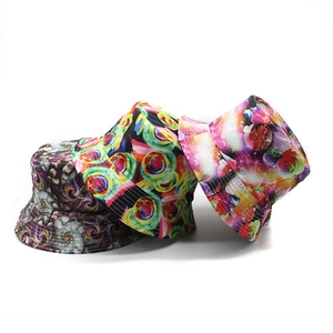 Double Sided Tie Dye Bucket Hat Women Colorful Abstract Print Outdoor Sun Protection Wide Brim Streetwear Hip Hop Hat